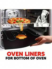1/2pcs 40*33cm/40*50 Non Stick Oven Liners For Bottom Of Electric Oven Thick HeavyDuty Oven Liners For Bottom Of Oven Reusable Oven Mat For Bottom Of Oven Oven Liner For Electric Gas Grill BPA And PFOA Free Party FavorsBBQ Accessories Beech Vacation Essential (Please Confirm The Size Before Placing An Order.) - Black - View 2