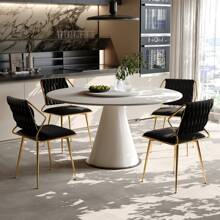 2pcs Set Luxurious Velvet Dining Chairs, Modern Dining Chairs, Bar Stools, Stable And Durable, Black Or Beige