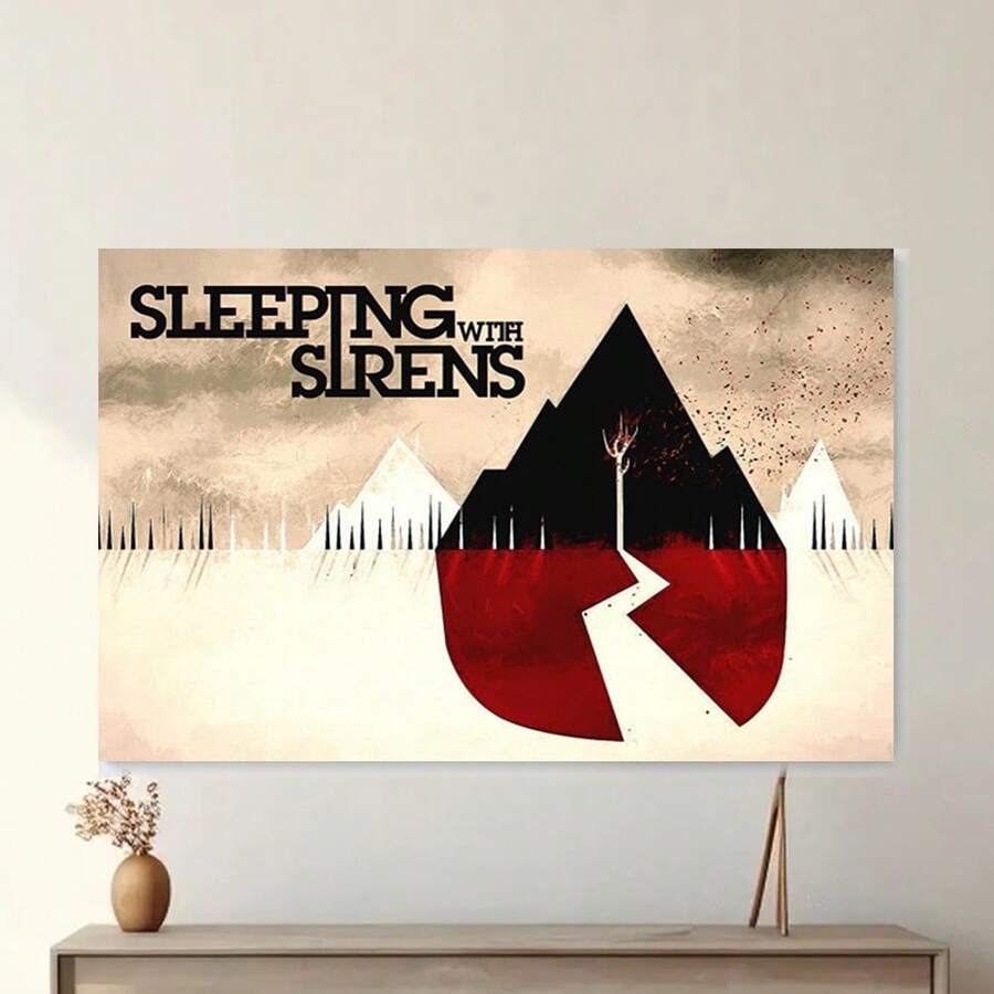 Impresión artística en lienzo enmarcada de la banda de pop punk Sleeping With Sirens - Diseño vibrante de la portada del álbum, decoración de pared para dormitorio, sala de estar y sala de juegos, póster de alta definición para la estética del hogar - Enmarcado - Ver 1