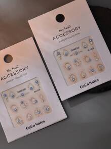 CoCo Notes 1 Set (2pcs) 5D Embossed High Quality K9 Crystal Flat Bottom Embossed Water Drop Shape Mini Sticker DIY Embossed Nail Art Sticker