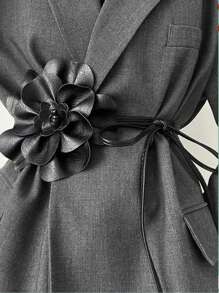 1 件女士 PU 皮革山茶花波西米亚蝴蝶结长腰绳，适合装饰西装连衣裙秋季、秋季、万圣节