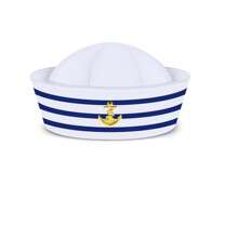 Gorra de marinero blanca de capitán para hombres y mujeres, accesorio de disfraz de adulto. Gorra de marinero para hombres y mujeres, conjunto de marinero azul con gorra de marinero blanca, gorra de capitán