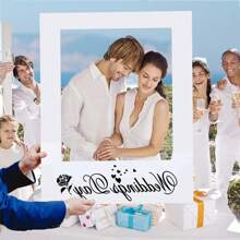 1pc Wedding Day Photo Props Paper Photo Frames Outdoor Photography Party Props DIY Personalized Gifts Couple Wedding Anniversary Commemorative Decoration Supplies
