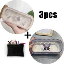 1/2/3PCS花蝴蝶结图案全框眼镜盒，透明便携防压眼镜架，男女时尚眼镜首饰收纳盒，塑料材质，磁性开合，理想的收纳用品 - 彩色 - 查看 8