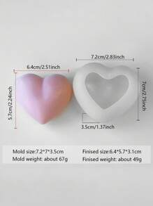 3种硅胶心形模具套装，适用于蜡烛制作：3种心形花朵造型，可用于DIY肥皂、粘土、树脂和蜡工艺品 - 白色 - 查看 14