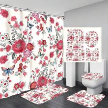1 szt./4 szt. Kwiatowy wzór roślinny i liściasty wielofunkcyjny zestaw dekoracji łazienkowych, zawiera wodoodporną zasłonę prysznicową z 12 haczykami, matę antypoślizgową, matę podłogową w kształcie litery U, okrągłą pokrywę deski sedesowej, odpowiednią do całej łazienki Kwiaty na Dzień Matki, spersonalizowane prezenty dla mamy, prezenty na ostatnią chwilę, pomysły na Dzień Matki, prezenty na Dzień Matki, ręcznie robione kartki dla mamy, najlepsze prezenty na Dzień Matki poniżej 50 USD