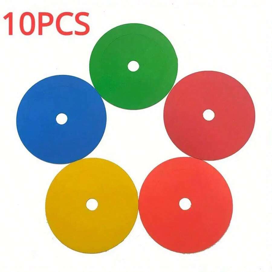10pcs Football Flat Cone, Basketball Marker Plate For Speed Agility Training, Portable Non Deformable Training Device (Color Random) - Multicolor - View 1