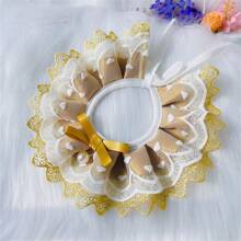 1pc Cute Cat & Dog Bibs, Teacup Poodle Lace Collar, S Size