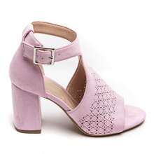 Hollow Out Sandals With Ankle Strap And Chunky Heel - Pink - View 2