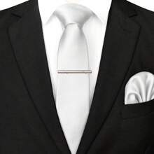 3-Piece Set: 2.36inch(6cm) Narrow Tie, Pocket Square, Tie Clip, Classic Combination, Men's Slim Fit Solid Color Silk Jacquard Tie Set, Suitable As Men's Gift, Suitable For Formal Occasions Such As Parties, Weddings, And Photo Shoots