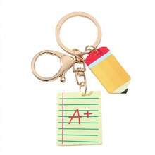 Creative Fashion Back To School Theme Pencil, Blackboard, Book Acrylic Keychain, Casual School Style Pencil With A+ Notebook Flat Acrylic Keyring Accessory, Suitable For Daily Bag And Car Key Use Car Accessories Bag Charm Letter Cute Goth Y2k