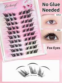 Lvcheryl Lvcheryl 60pcs /Box Glue Free Lash Clusters Eyelashes Press-On Lashes Individual Lash Extension No Glue Needed Natural Self Adhesive DIY Eyelash