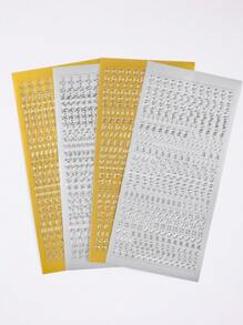 4/8pcs盒装烫金银色系列自粘手帐贴纸PET防水贴纸材质纸剪贴簿自粘贴纸