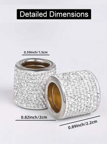 2pcs/Set Rhinestone Decorated Car Headrest Rings, Universal Seat Connector Decorative Rings - White - View 3