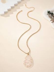 1 件手工制作的天然玫瑰石英泪珠吊坠项链，独特优雅的设计，送给朋友的高品质礼物，适合正式场合和日常佩戴