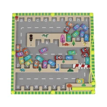 Magnetisches Holzbuchstaben Labyrinth-Lernspiel, Stiftübungsgriff Perlenspiel zur Motorikschulung, Wortschreibübung, Labyrinthspiel, Frühförderung, Geschenk zum Geburtstag für Jungen & Mädchen, Ostern