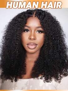 V 部分假发 女士真发 升级版 U 部分假发 真发 卷曲假发 原生发 无胶 可戴可戴 假发 极简假发 250% 密度