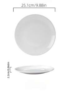 1 件防刮浅白色陶瓷盘子，适用于微波炉、烤箱和洗碗机，家用餐盘、牛排盘、西式餐具平盘 - 白色 - 查看 4