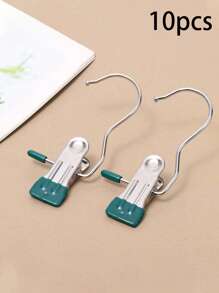 10pcs Of Stainless Steel Clothes Clip, Laundry Clothes Nail With Hook, Portable Hanging Clothes Clip, Wardrobe Organizer, Hanger Halloween Decorations Halloween Costumes Autumn Decor Festival Decor