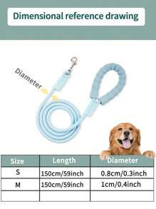 1pc Reflective Dog Leash With Comfortable Padded Handle, Braided Nylon, Shock Absorbing Outdoor Training Pet Lead For Large/Medium/Small Dogs, 360° Swivel Tangle-Free Snap Hook