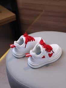 1 Pair Soft Anti-Slip Hook And Loop Closure Cute Heart Baby Shoes, All Seasons - Hot Pink - View 5