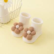 4pcs/Set Newborn 0-1-3 Years Baby Soft Bottom Non-Slip Cute Mid-Calf Socks, Suitable For Spring And Autumn
