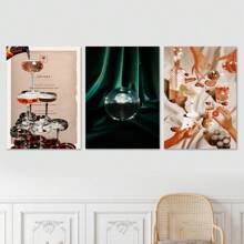 Set de 1 pieza/3 piezas de arte decorativo vintage, murales clásicos modernos con estética minimalista, aptos para apartamentos universitarios, salas de estar, dormitorios, aulas, cocinas, baños, carteles de arte de pared SIN marco