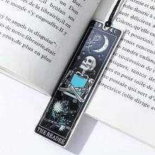 Creative Elegant And Charming Skull Reading Artistic Style Stainless Steel Bookmarks, Readers Reading Mark Bookmarks, Perfect Artistic Style Bookmarks Gifts For Reading Enthusiasts Friends And Office Workers