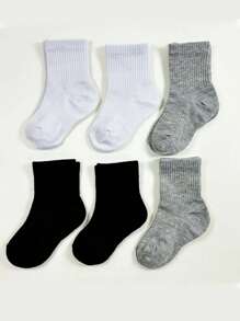 6 Pairs/12 Pairs Kids' Sports Ankle Socks, Students Mid-Calf Socks