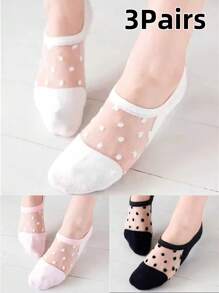 1/3/4/5 Pairs Fashionable Women Sheer Polka Dot Ankle Socks For Spring/Summer, Skin-Friendly, Breathable, Odor-Resistant, Comfortable And Moisture-Wicking, Luxurious Style, Suitable For Travel, Holidays, Parties, Christmas, Valentine's Day, Gift For Wife, Mom, Daughter, Everyday Wear - Multicolor - View 11