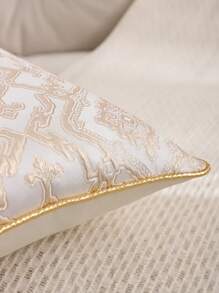 Gold Decorative Throw Pillow Cover, Jacquard Golden Geometric Pattern For Living Room Decor,Fall Decor,Autumn Decor,Room Decor - Gold - View 3