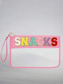 Women's Letter Transparent Zipper Storage Bag Transparent Cosmetic Bag Multifunctional Snack Bag