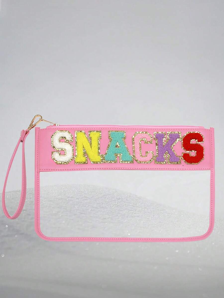 Women's Letter Transparent Zipper Storage Bag Transparent Cosmetic Bag Multifunctional Snack Bag