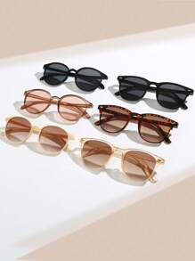 6pcs Women's Round Mixed Classic Color Combination Fashion Eyeglasses Set For Summer Beach Vacation,Outdoor,Travel