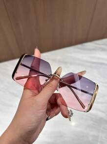 1 par de gafas de mujer con borde sin montura, apropiado para playa, vacaciones y decoración diaria