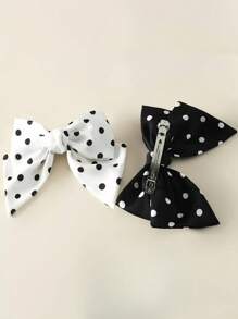 1个优雅波点蝴蝶结发爪夹，多功能发饰，发夹，发卡，上学用品，大学，蝴蝶结，可爱，优雅，冬季女装 - 彩色 - 查看 9