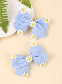 2pcs/Set Jepit Rambut Anak Perempuan, Jepit Rambut Linen Motif Ceri, Aksesori Rambut Minimalis untuk Sehari-hari, Cocok untuk Remaja - MultiWarna - View 3