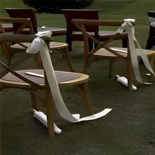 1pc White Satin Ribbon Bow Chair Ribbon, Pure White Decorative Ribbon Wedding Aisle Decorative Pendant, Event Party Wedding Chair Decoration, White Satin Elegant Ribbon Bench Bow With Long Tail, Wedding Banquet Chair Back Flower Bow Silk Scarf, Used For Bridal Shower, Reception, Wedding Ceremony, With Long Tail - Multicolor - View 6