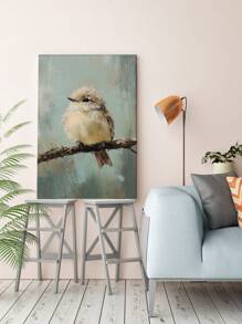 动物帆布墙艺术印刷品，精致的笔触，可爱的小鸟出现在墙上，无框海报印刷，送给朋友装饰房间的礼物，高品质防水防褪色材料 - 彩色 - 查看 5