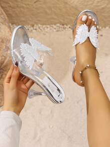 Women Shoes Sparkling Crystal Cross-Strap Elegant Transparent Stiletto Heels, Fashionable Versatile Crystal Thin Heels Sandals
