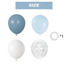 30/50/70 件淡蓝色派对花环拱门气球套装，12/10/5 英寸蓝白色透明厚乳胶气球，浅蓝色马卡龙蓝色哑光白色气球，配透明气球，适用于生日派对、婚礼、毕业纪念日、性别公开派对、装饰气球 - 復古藍色 - 查看 3