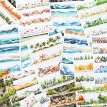 20 piezas de pegatinas de PET cortadas troqueladas en tiras largas con decoración de paisaje, material manualidad para scrapbooking, diario, álbum, artículos de artesanía