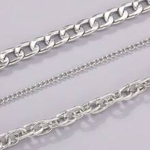 1 Set Punk Hip-Hop Style Multi-Layer Chunky Metal Chain Choker Necklace For Women - Silver - View 5