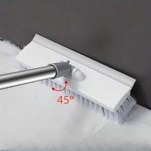 Long Handle Floor Matte Brush Hard Bristles 2 In 1 Shower Brush With Scraper To Clean The Kitchen, Walls, Tile, Grout, Bathtub And Carpet, Brush Broom Scrubbing Garage, Patio Deck