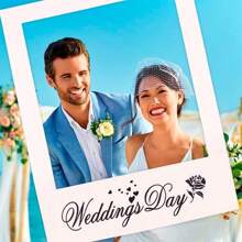 1pc Wedding Day Photo Props Paper Photo Frames Outdoor Photography Party Props DIY Personalized Gifts Couple Wedding Anniversary Commemorative Decoration Supplies