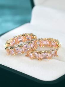 1pair Fashionable Golden Rectangular Right-Angle Red Hoop Earrings, Jewelry Gift For Girls - earrings - View 7