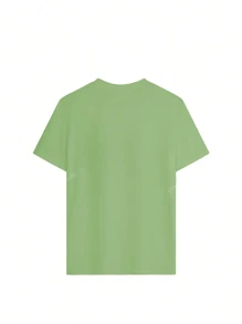 Camiseta de mujer de cuello redondo de manga corta con estampado de árbol de coco, uso casual y sencillo para el verano