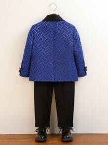 Kleine Jungen Jacke mit Schalakragen, geeignet für Feiertage, Partys, Geburtstage, formelle Anlässe, Weihnachten - Blau - Übersicht 2