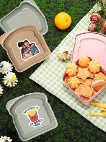 (¡Con pegatinas personalizadas!) 1 pieza Caja de almuerzo portátil de gran capacidad, caja bento para pan, caja de almacenamiento de tostadas de fibra de bambú portátil para estudiantes, conjunto de regalo de caja de almuerzo para exteriores, recipiente de sándwich reutilizable, caja de sándwich, recipiente de alimentos sellable, caja de sándwich, pajita, caja de sándwich pequeña, bandeja de sándwich, cocina, regalo de Navidad - Resina, seguro para uso en exteriores para tostadas, pan y sándwiches