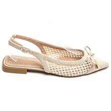 Pointed Toe Woven Open Toe Ballet Flats, Fashionable & Comfortable Women Flats - Beige - View 3